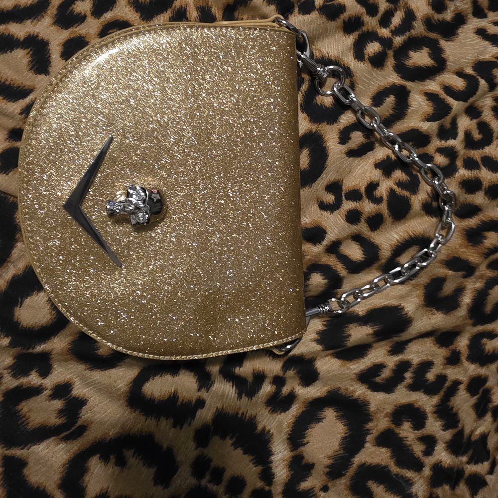 Lux de Ville Gold Sparkle Clutch with Chain